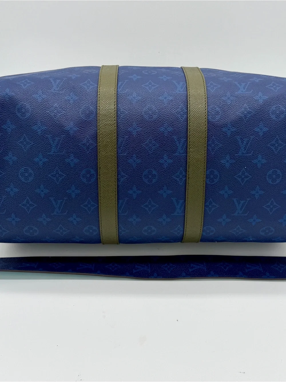 Louis Vuitton Blue Taigarama Monogram Keepall Bandouliere 50